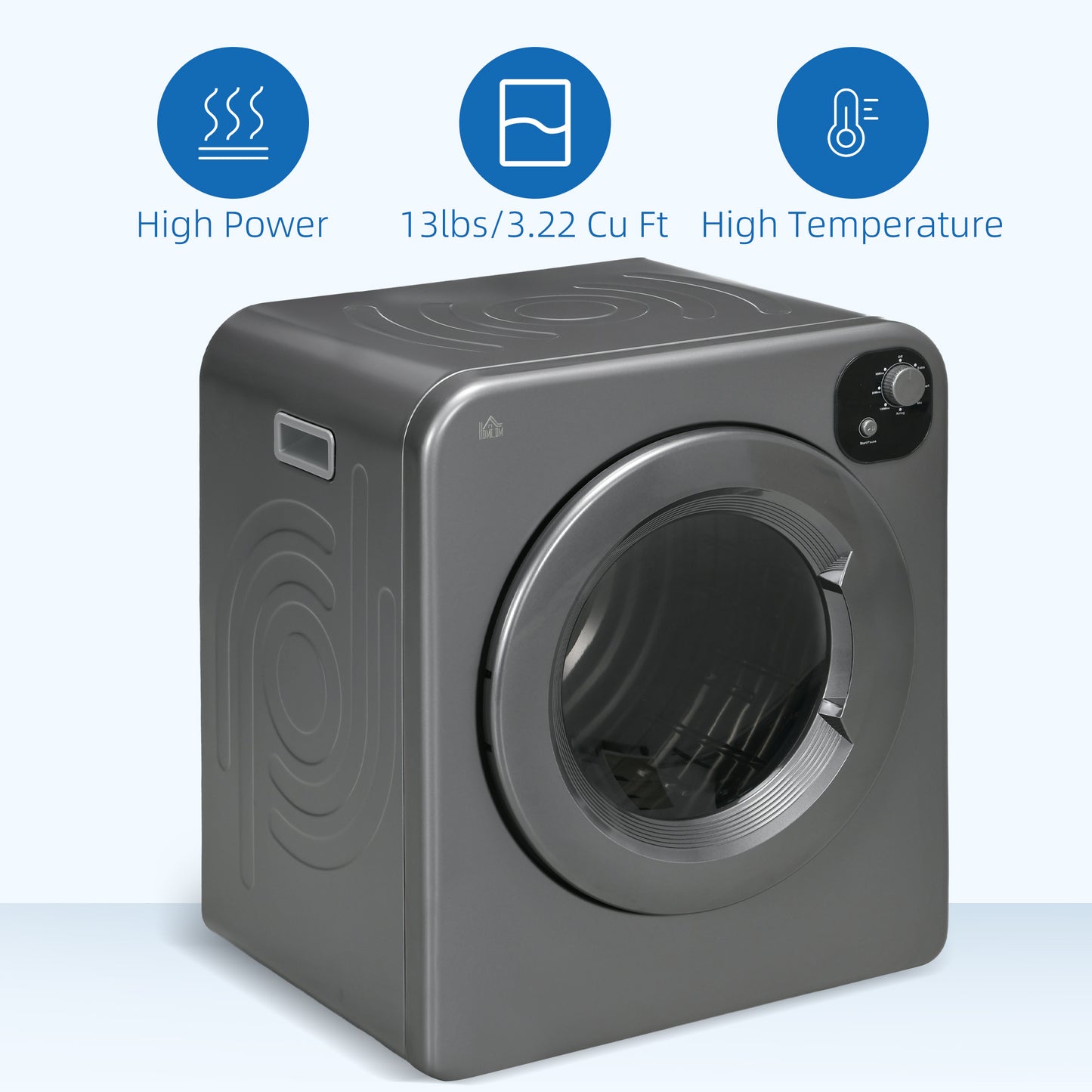 Portable Clothes Dryer, 120V 1300W Compact Laundry Dryer with Intelligent Drying, 3.2 cu.ft Stainless Steel Drum