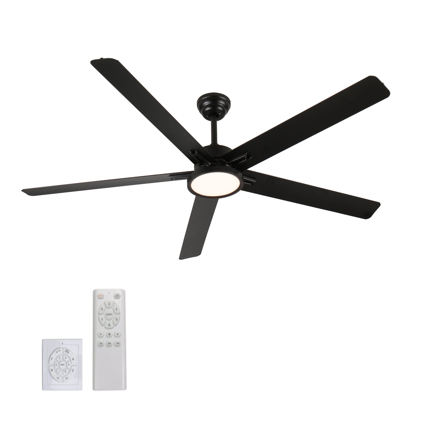 66 in. Downrod Mount Aluminium Blade Ceiling Fan with Light Included with Remote, 6 Speeds Quiet Reversible DC Motor