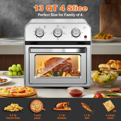 Family Size Air Fryer Toaster Oven Combo,13QT,360° Hot Air Circulation for Healthy Oil-Free Cooking
