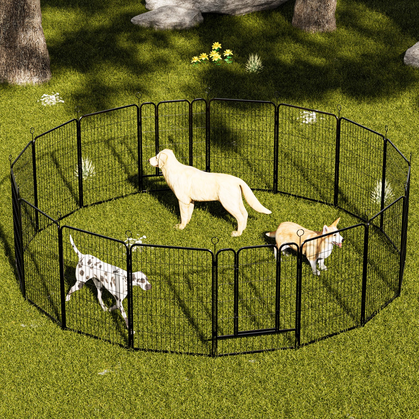 Dog Playpen 40 Inch, 16 Panels Heavy Duty Metal Pet Exercise Pen Indoor Outdoor Fence Panels Rust-Resistant