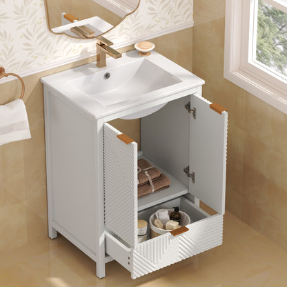 24 Inches Bathroom Vanity with Sink Combo, Modern Bathroom Vanity with Single Faucet Hole