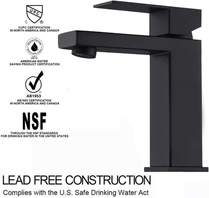 Single Handle Bathroom Faucet, Matte Black Single Hole Bathroom Faucet