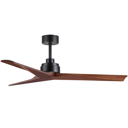 52 in. Indoor Black Low Profile 3-Blade Ceiling Fan with Remote Included for Bedrooms or Living Rooms
