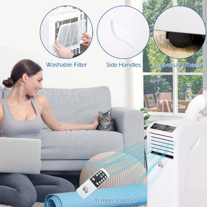 8000 BTU Mobile Portable Air Conditioner with Cooling, Dehumidifier, Ventilating, Remote Control, 24-Hour Timer