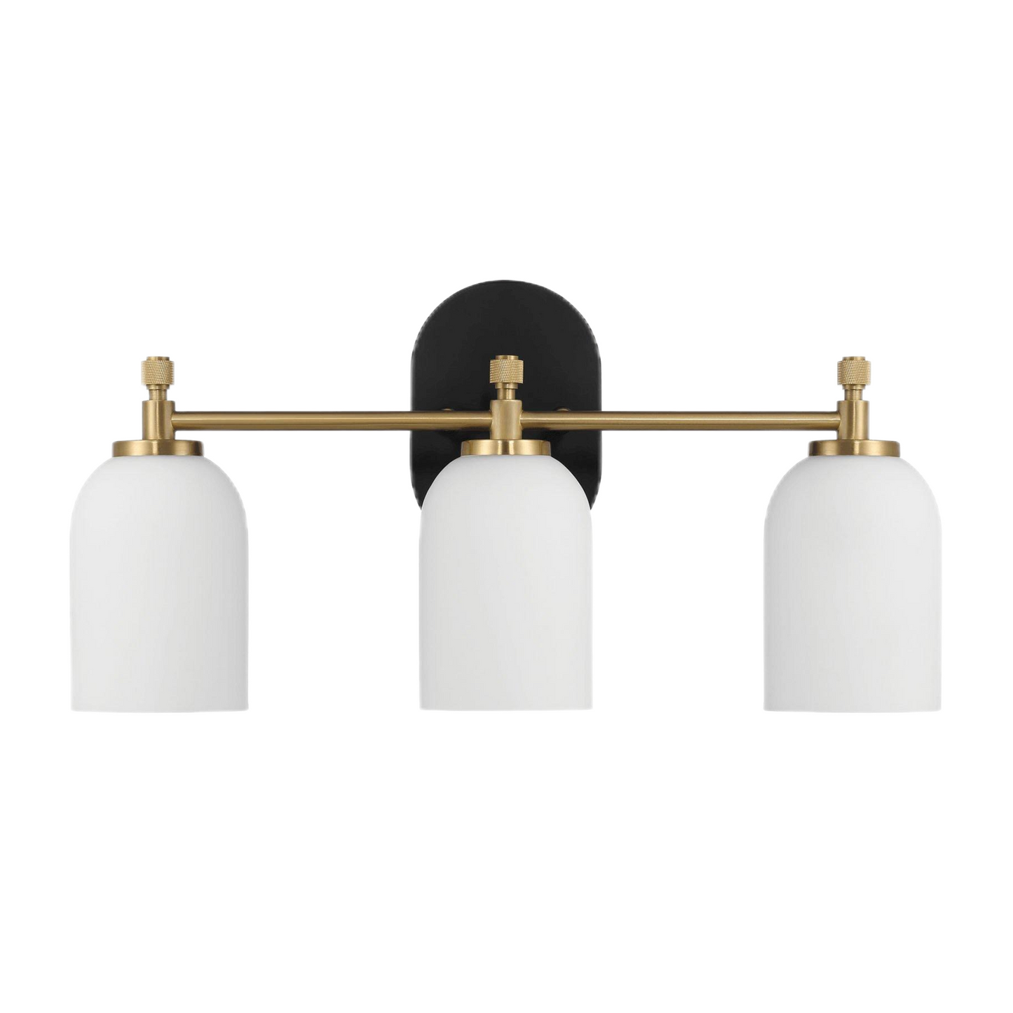20.5 in. 3-Light Brushed Gold Vanity Light with White Frosted Glass