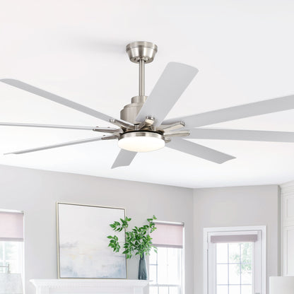 52 in. Downrod Mount Smart Ceiling Fan with Light and 8 Black ABS Blades Included, Voice Remote, 6 Wind Speeds
