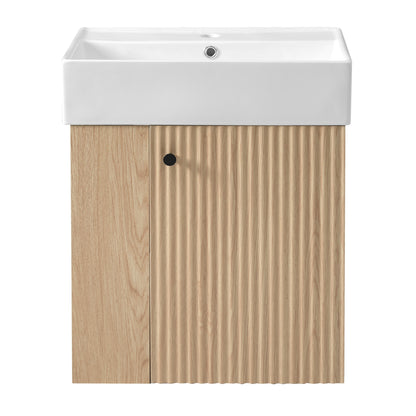 21.6 inch Modern Floating Bathroom Vanity with Ceramic Basin - Perfect for Small Bathrooms