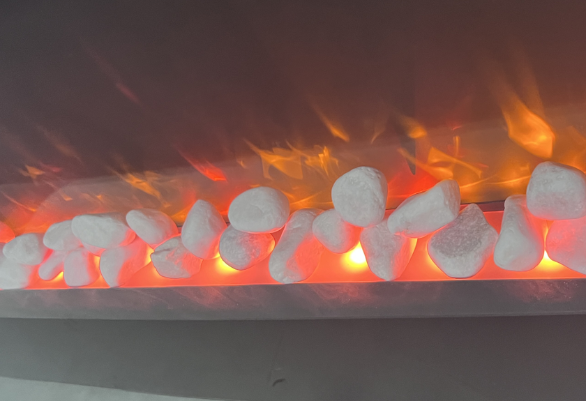 48 inch Curved Front Wall Mounted Electric Fireplace with Remote and Multi Color Flame & Emberbe