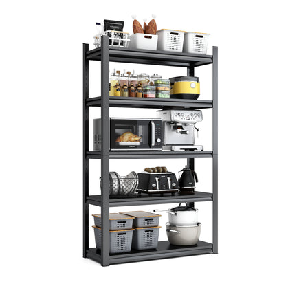 5 -Tier Heavy Duty Black Metal Utility shelving unit with Ventilated Shelves ( 35.41-in W x 15.7-in D x 72-in H )