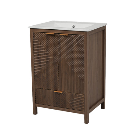 24 Inches Bathroom Vanity with Sink Combo, Modern Bathroom Vanity with Single Faucet Hole
