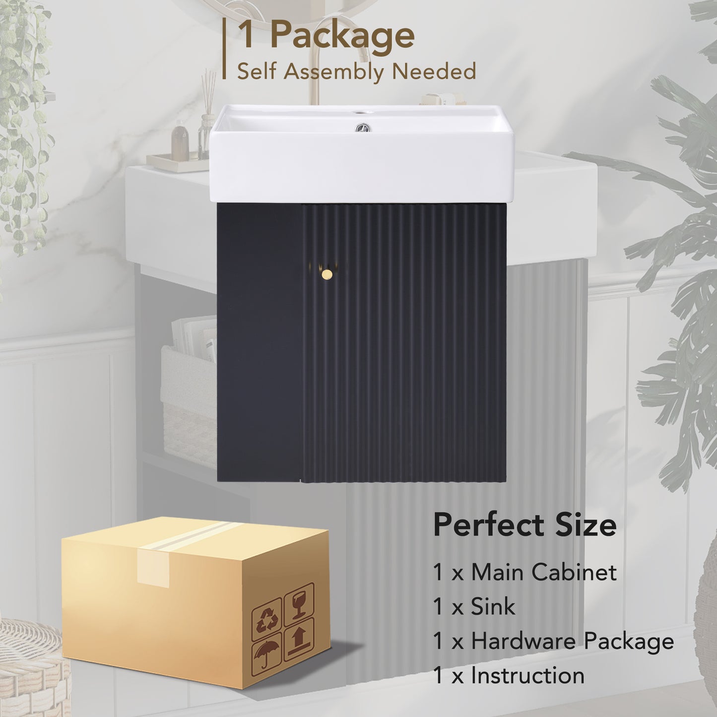 21.6 inch Modern Floating Bathroom Vanity with Ceramic Basin - Perfect for Small Bathrooms