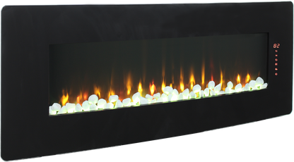 48 inch Curved Front Wall Mounted Electric Fireplace with Remote and Multi Color Flame & Emberbe