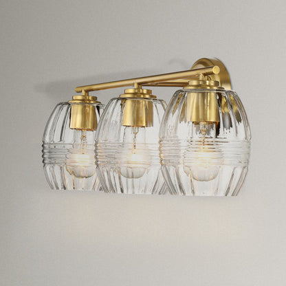 22.20 in. 3-Light Satin Brass Vanity Light with Clear Glass