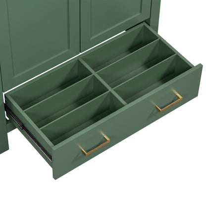 30 Inch Green Bathroom Vanity with Single Sink, Combination Under Counter Sink, Bathroom Storage Cabinet with 2 Doors and a Drawer
