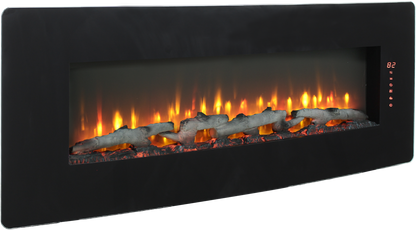 48 inch Curved Front Wall Mounted Electric Fireplace with Remote and Multi Color Flame & Emberbe