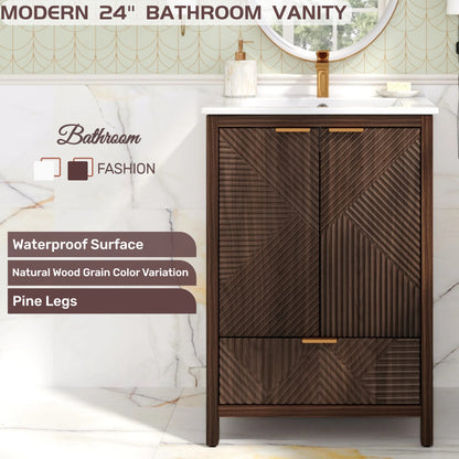 24 Inches Bathroom Vanity with Sink Combo, Modern Bathroom Vanity with Single Faucet Hole