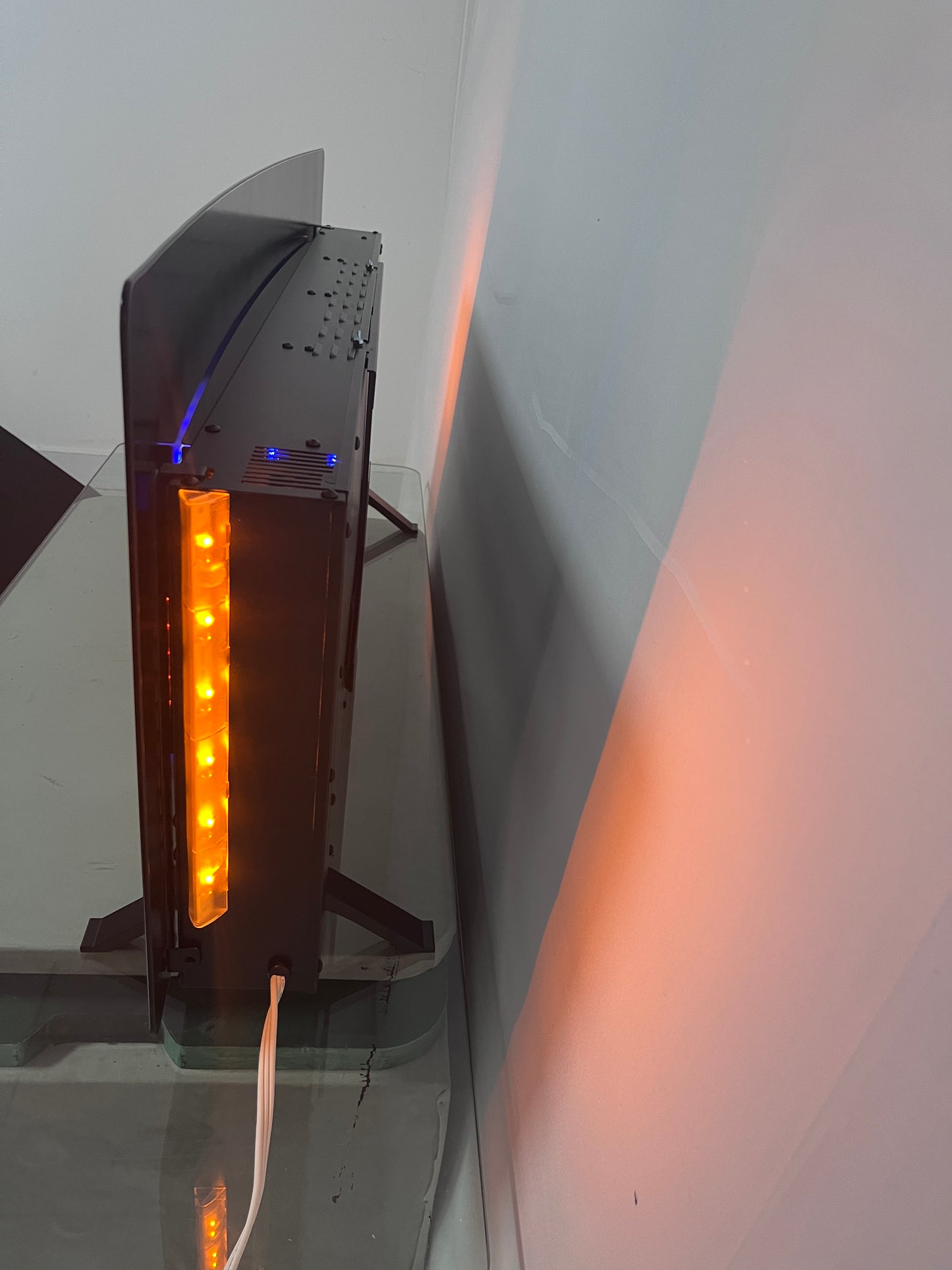 48 inch Curved Front Wall Mounted Electric Fireplace with Remote and Multi Color Flame & Emberbe