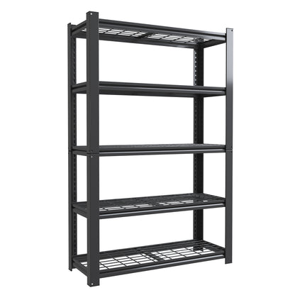 5 -Tier Heavy Duty Black Metal Utility shelving unit with Ventilated Shelves ( 35.5-in W x 15.8-in D x 72-in H )
