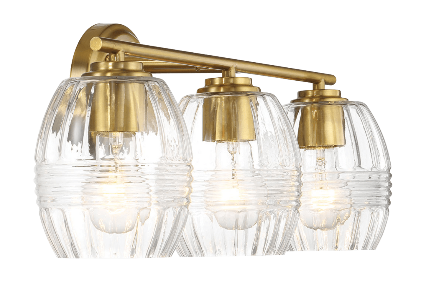 22.20 in. 3-Light Satin Brass Vanity Light with Clear Glass