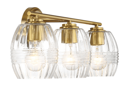 22.20 in. 3-Light Satin Brass Vanity Light with Clear Glass