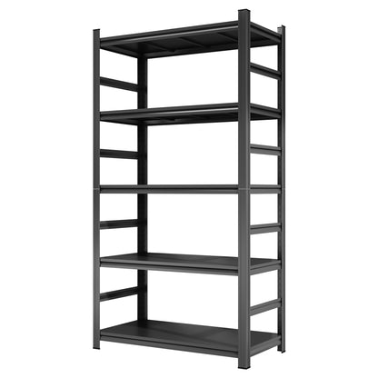 5 -Tier Heavy Duty Black Metal Utility shelving unit with Ventilated Shelves ( 47-in W x 23.6-in D x 87-in H )
