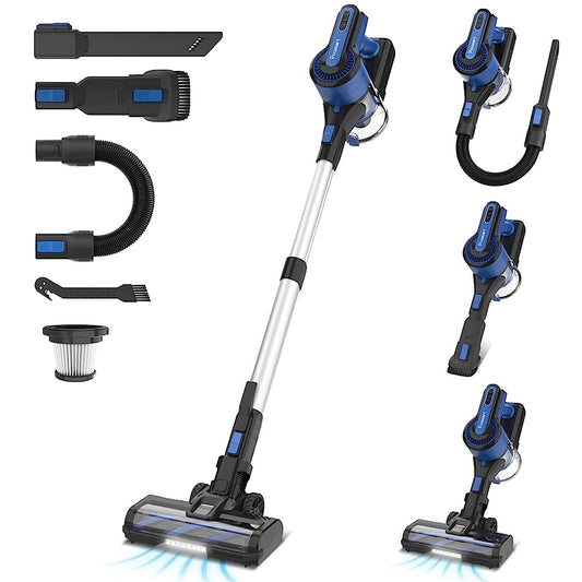 BLUE Cordless Vacuum, 30KPa Suction, 350W Motor, 8-in-1 Cleaner