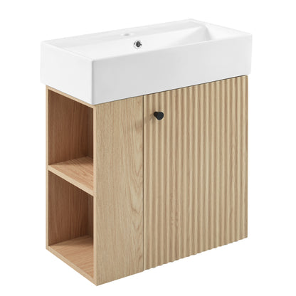 21.6 inch Modern Floating Bathroom Vanity with Ceramic Basin - Perfect for Small Bathrooms