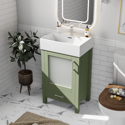 20-Inch bathroom vanity with ceramic sink and ample storage