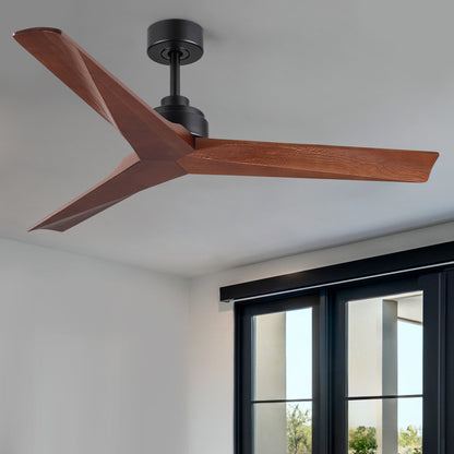 52 in. Indoor Black Low Profile 3-Blade Ceiling Fan with Remote Included for Bedrooms or Living Rooms