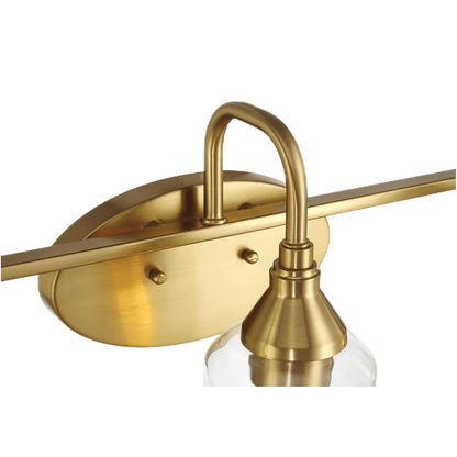 22 in. 3-Light Brushed Gold Vanity Light with Clear Glass Shades