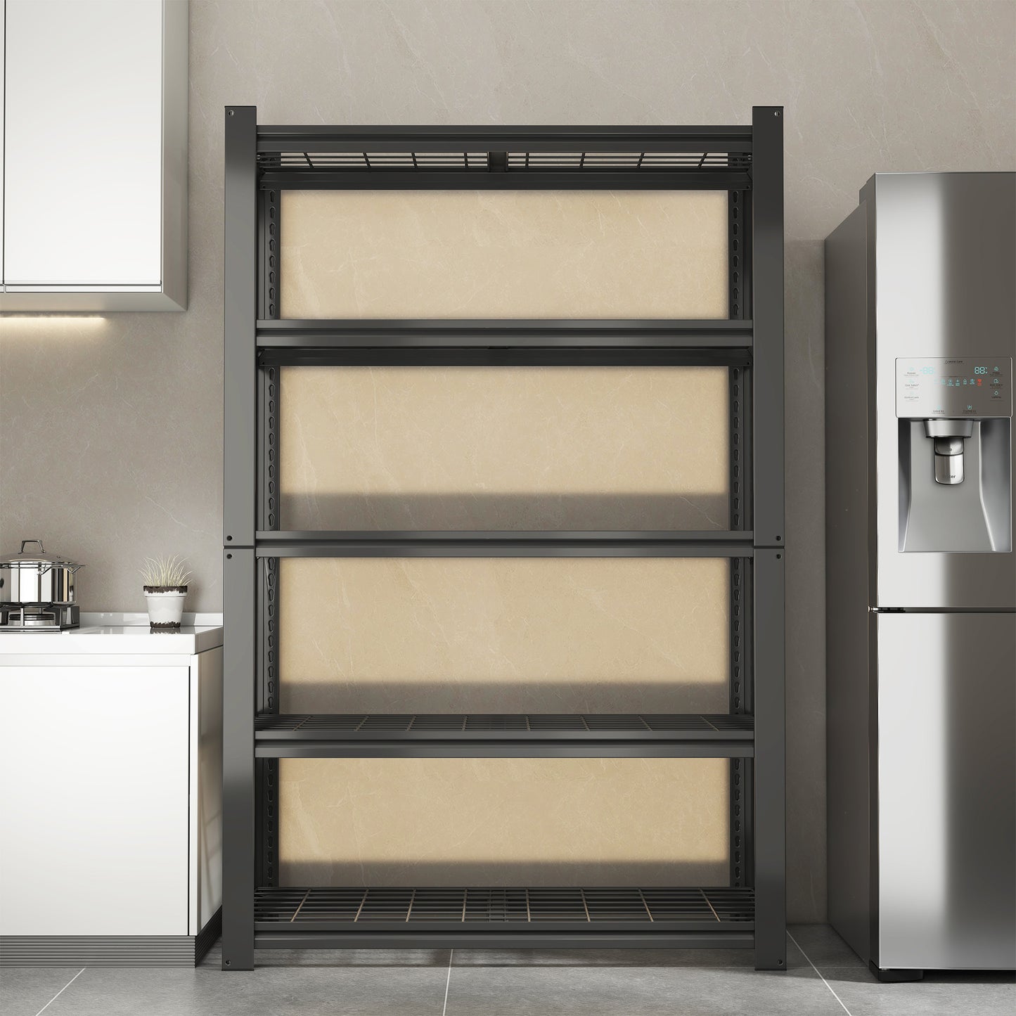 5 -Tier Heavy Duty Black Metal Utility shelving unit with Ventilated Shelves ( 35.5-in W x 15.8-in D x 72-in H )