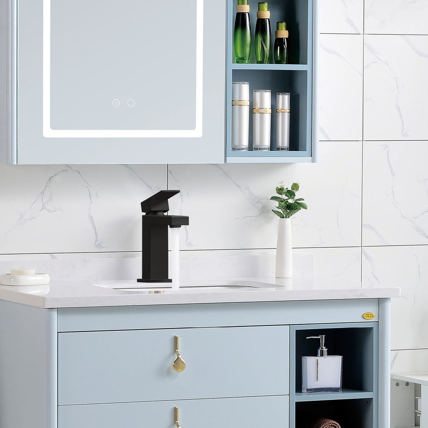 Single Handle Bathroom Faucet, Matte Black Single Hole Bathroom Faucet