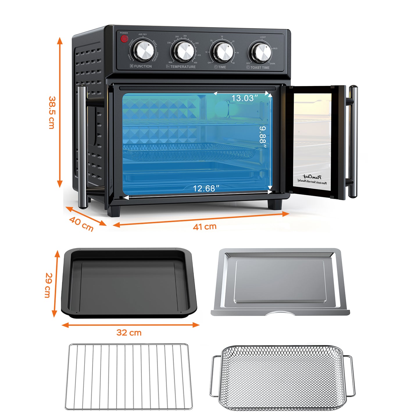 26QT Large capacity French Double-Door Air Fryer Convection Toaster Oven, 1700W, 7 Preset Menus, 7-in-1 Multi-Function for Bake