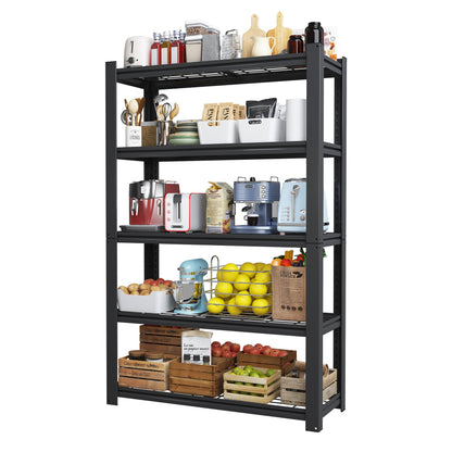5 -Tier Heavy Duty Black Metal Utility shelving unit with Ventilated Shelves ( 35.5-in W x 15.8-in D x 72-in H )