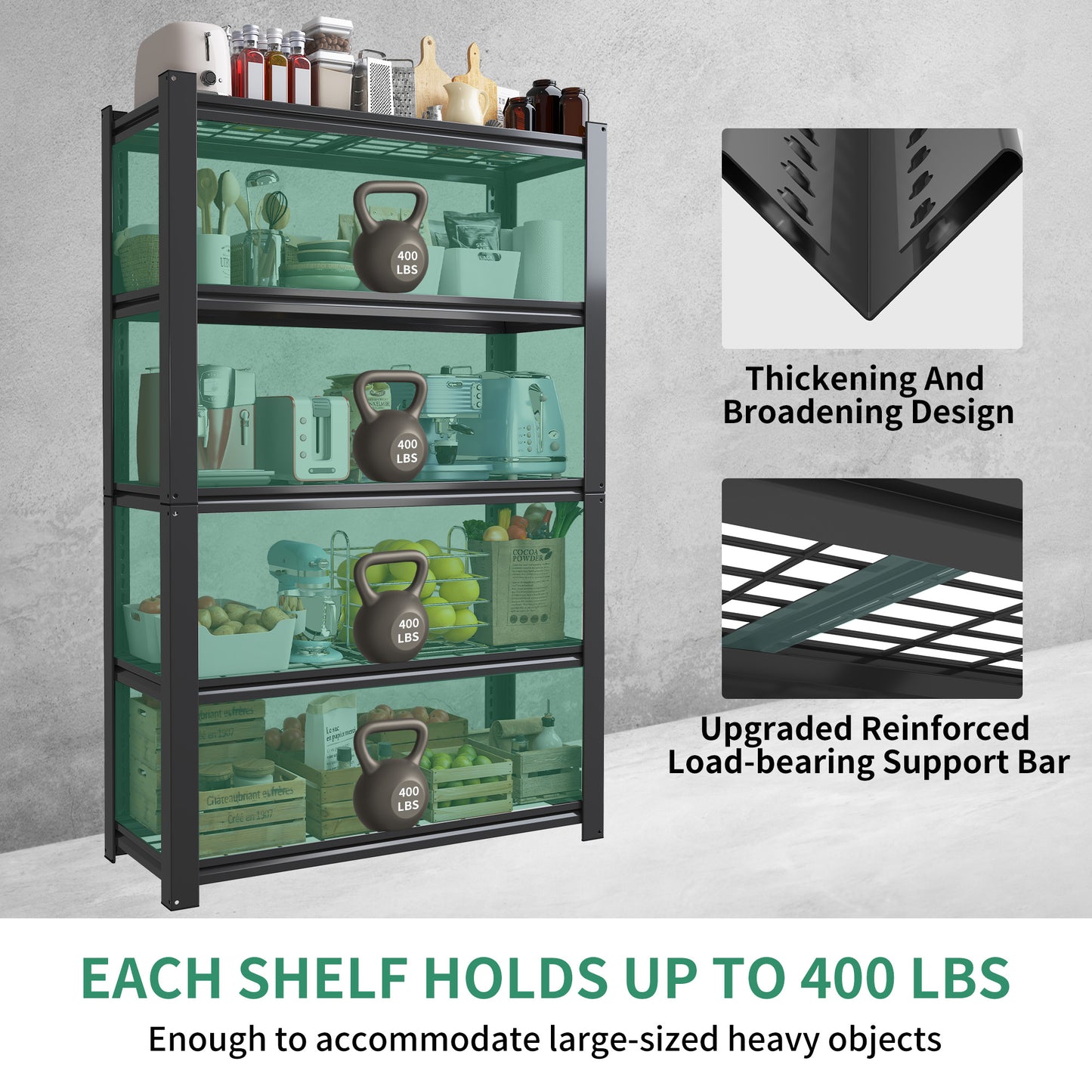 5 -Tier Heavy Duty Black Metal Utility shelving unit with Ventilated Shelves ( 35.5-in W x 15.8-in D x 72-in H )