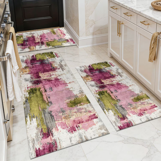 3-Piece Indoor Mats Set Non-Slip Washable Runner Mats Soft Floor Mats for Kitchen Laundry Hallway and Entryway 20x32in 20x47in 20x60in