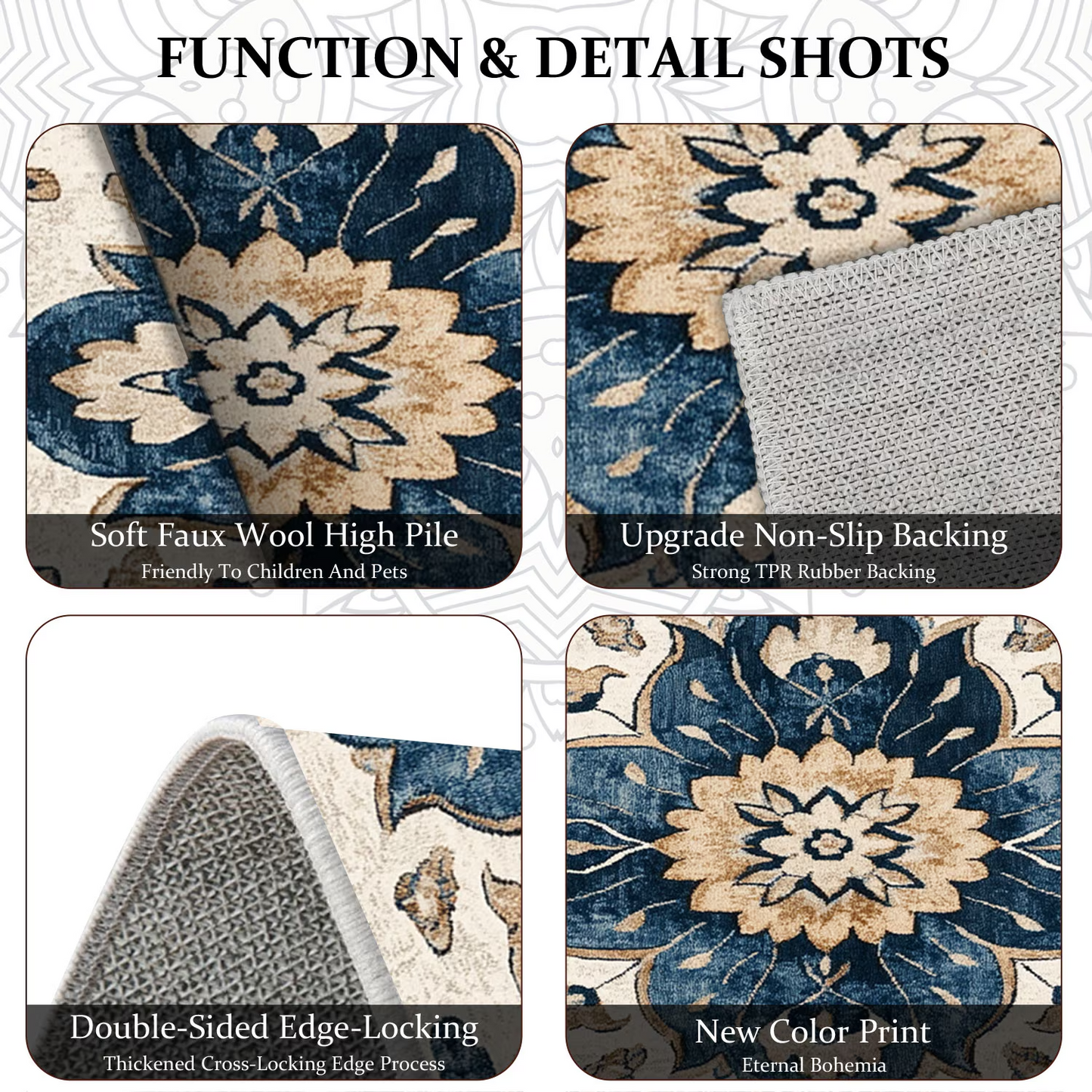 3-Piece Indoor Mats Set Non-Slip Washable Runner Mats Soft Floor Mats for Kitchen Laundry Hallway and Entryway 20x32in 20x47in 20x60in