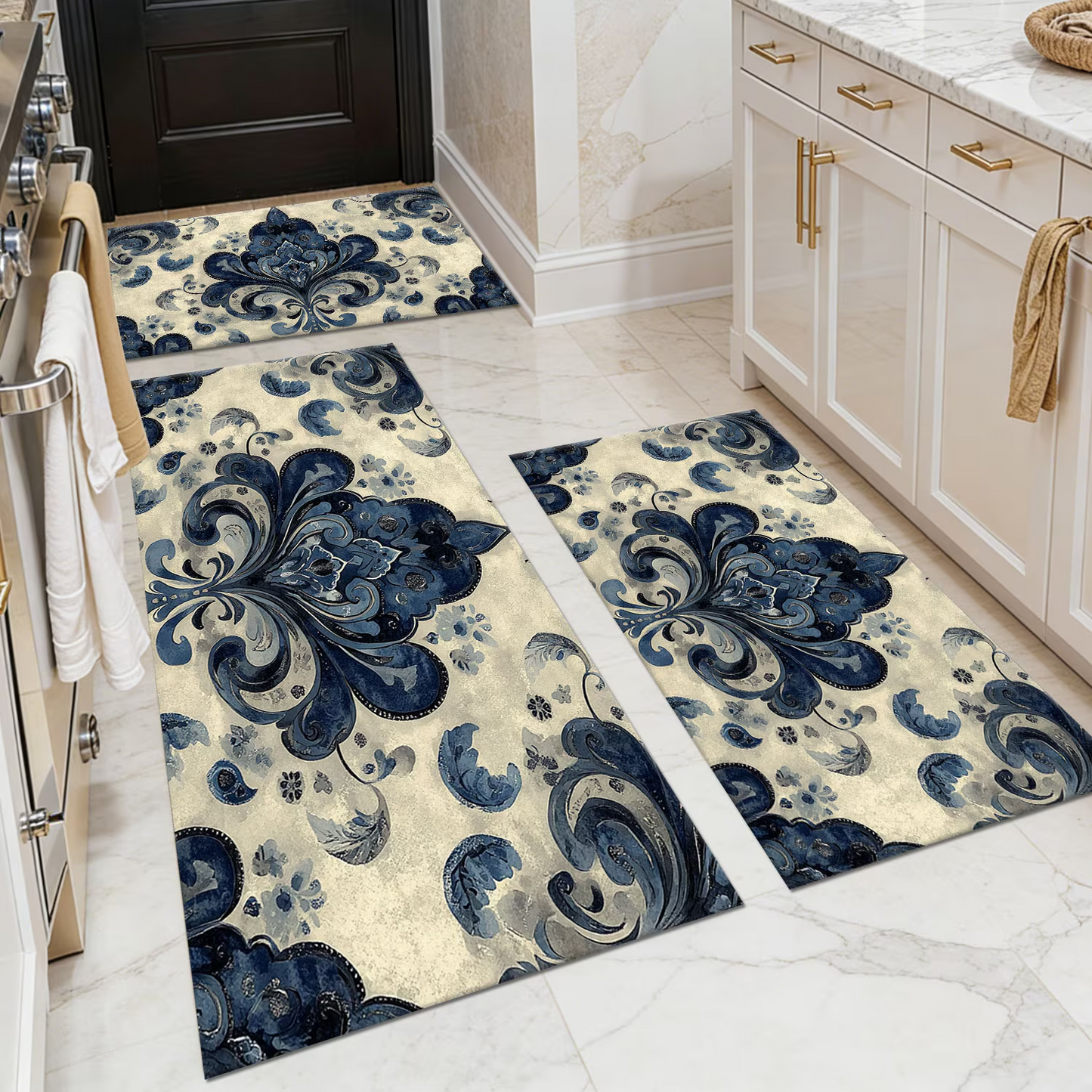 3-Piece Indoor Mats Set Non-Slip Washable Runner Mats Soft Floor Mats for Kitchen Laundry Hallway and Entryway 20x32in 20x47in 20x60in