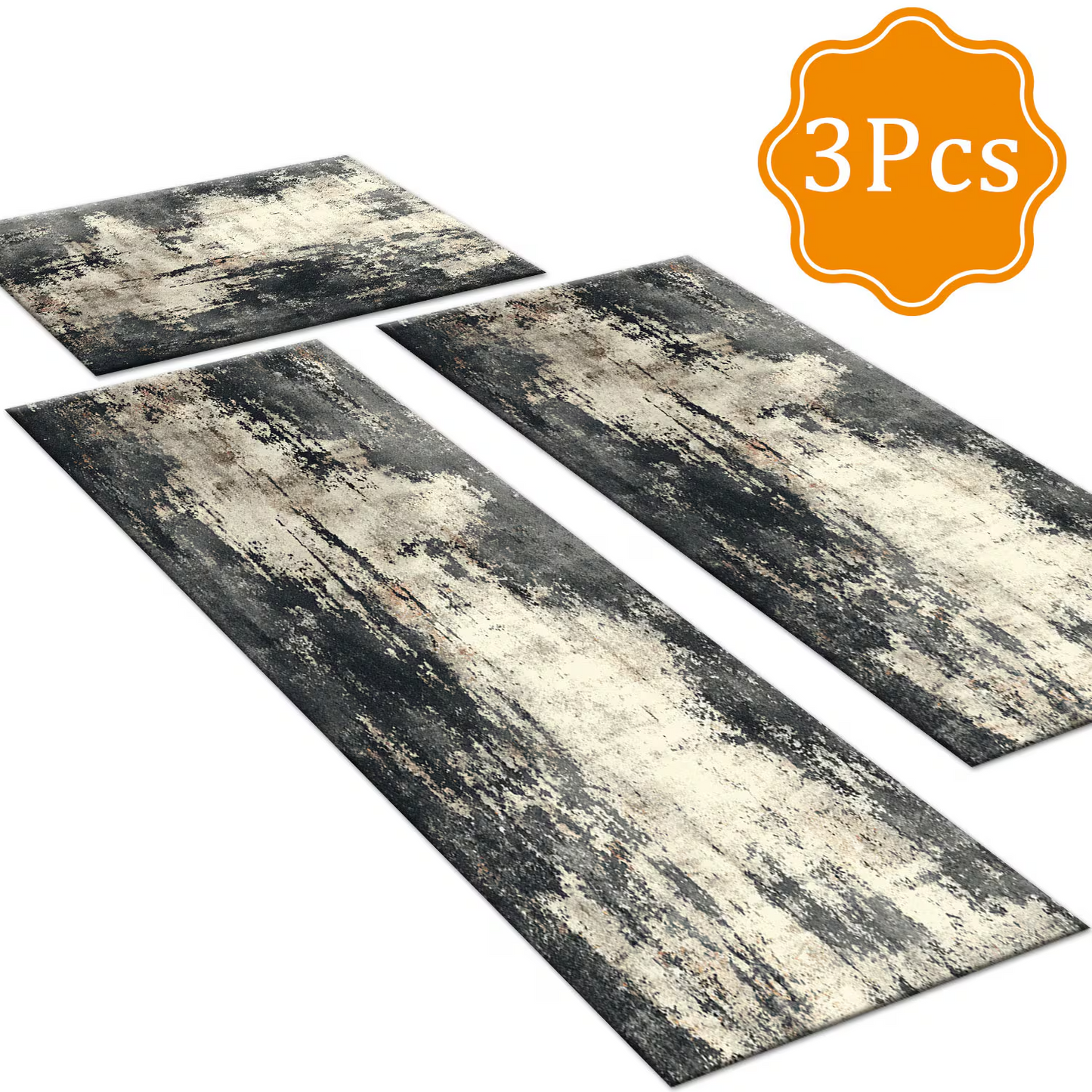 3-Piece Indoor Mats Set Non-Slip Washable Runner Mats Soft Floor Mats for Kitchen Laundry Hallway and Entryway 20x32in 20x47in 20x60in