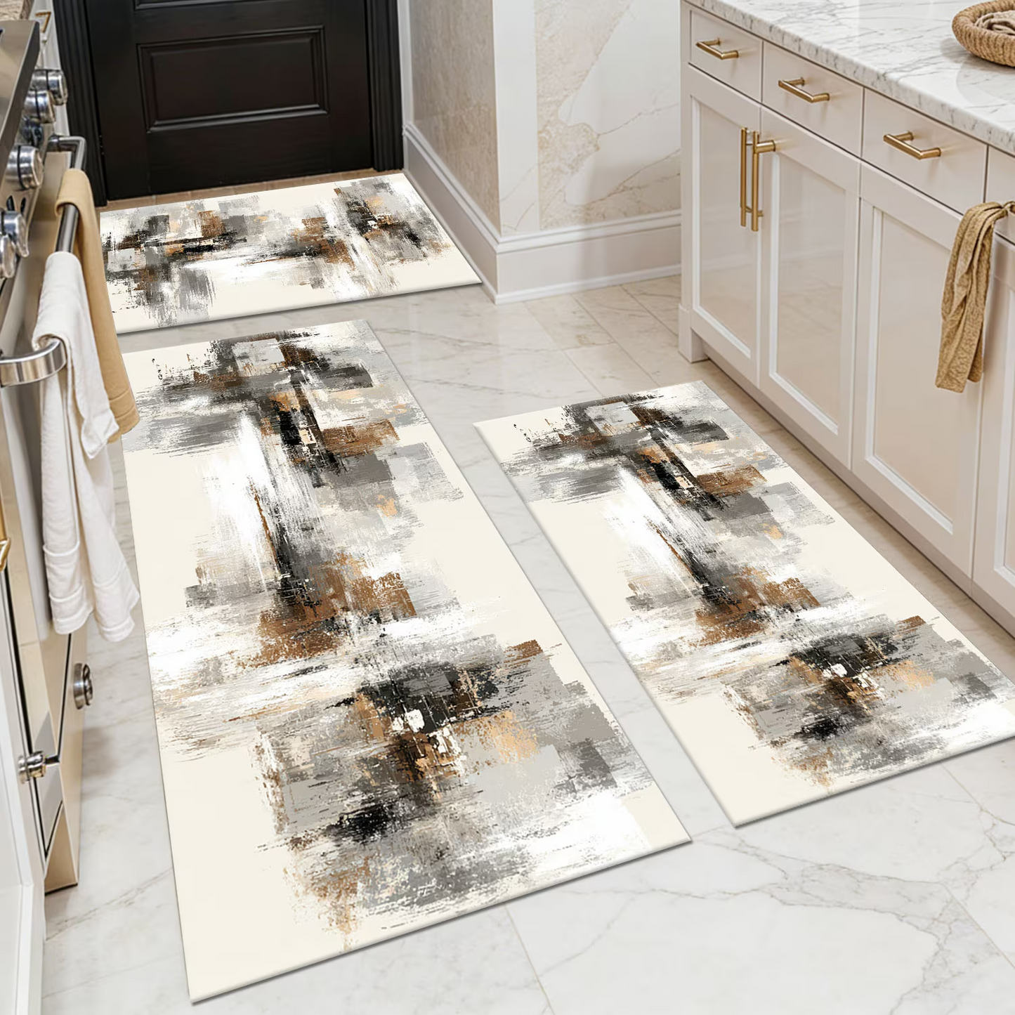 3-Piece Indoor Mats Set Non-Slip Washable Runner Mats Soft Floor Mats for Kitchen Laundry Hallway and Entryway 20x32in 20x47in 20x60in