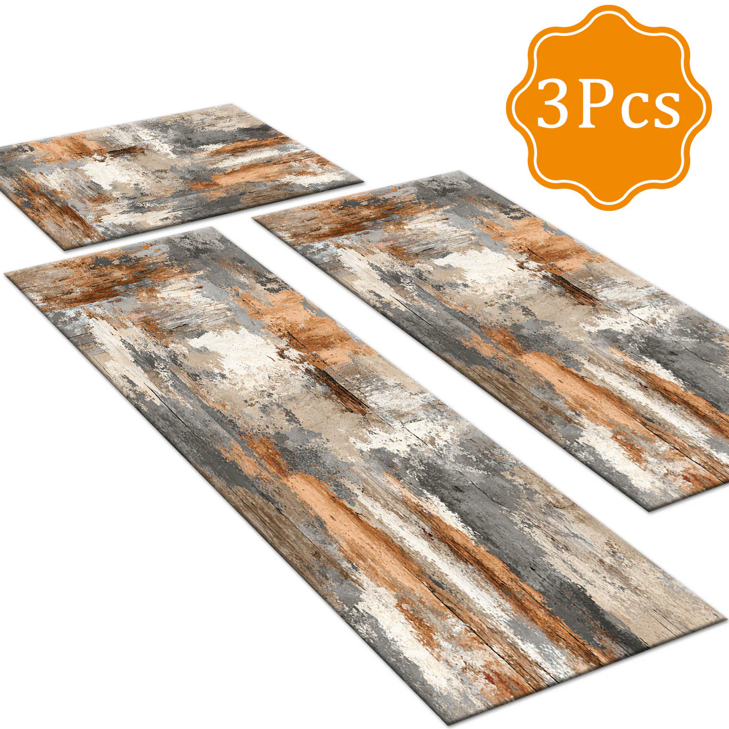 3-Piece Indoor Mats Set Non-Slip Washable Runner Mats Soft Floor Mats for Kitchen Laundry Hallway and Entryway 20x32in 20x47in 20x60in