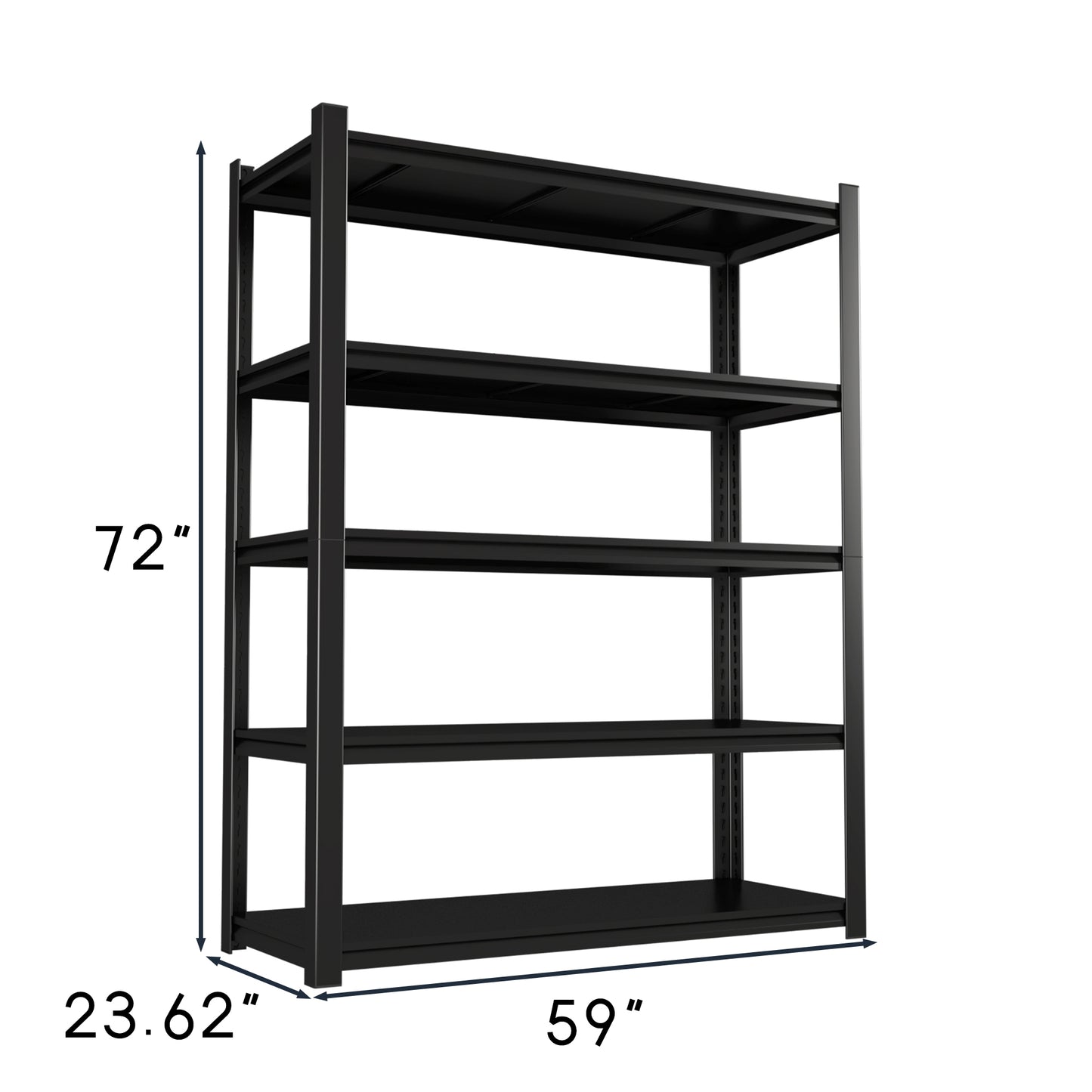 5 -Tier Heavy Duty Black Metal Utility shelving unit with Ventilated Shelves ( 59-in W x 23.62-in D x 72-in H )