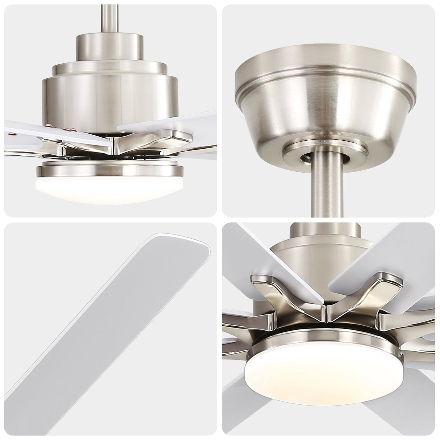 52 in. Downrod Mount Smart Ceiling Fan with Light and 8 Black ABS Blades Included, Voice Remote, 6 Wind Speeds