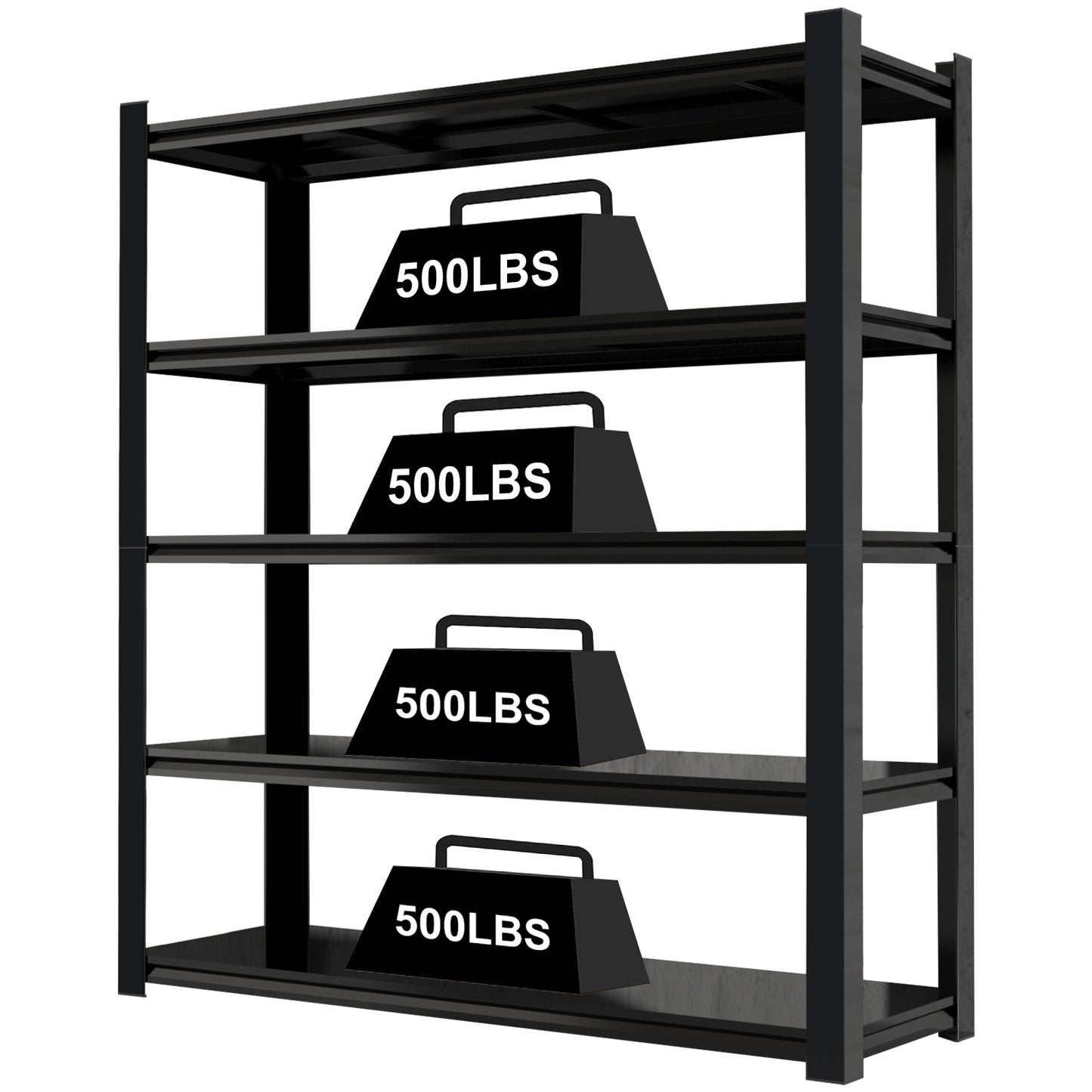 5 -Tier Heavy Duty Black Metal Utility shelving unit with Ventilated Shelves ( 59-in W x 23.62-in D x 72-in H )