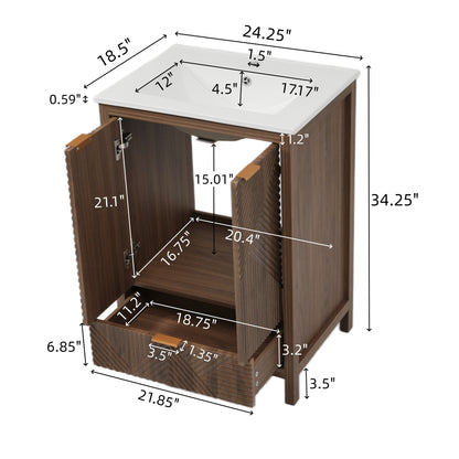 24 Inches Bathroom Vanity with Sink Combo, Modern Bathroom Vanity with Single Faucet Hole