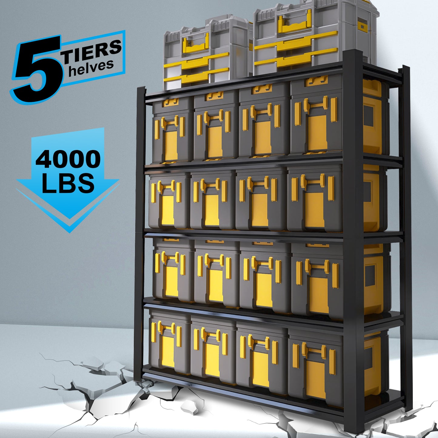 5 -Tier Heavy Duty Black Metal Utility shelving unit with Ventilated Shelves ( 47.24-in W x 23.6-in D x 72-in H )