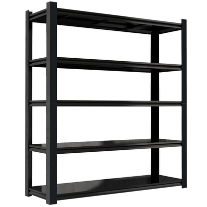 5 -Tier Heavy Duty Black Metal Utility shelving unit with Ventilated Shelves ( 47.24-in W x 23.6-in D x 72-in H )