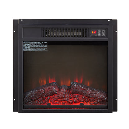 18 in. Electric Fireplace Insert 1400W Heater with Remote Control, Overheating Protection in Black