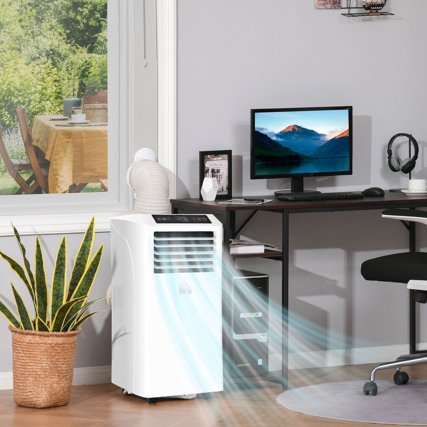 8000 BTU Mobile Portable Air Conditioner with Cooling, Dehumidifier, Ventilating, Remote Control, 24-Hour Timer