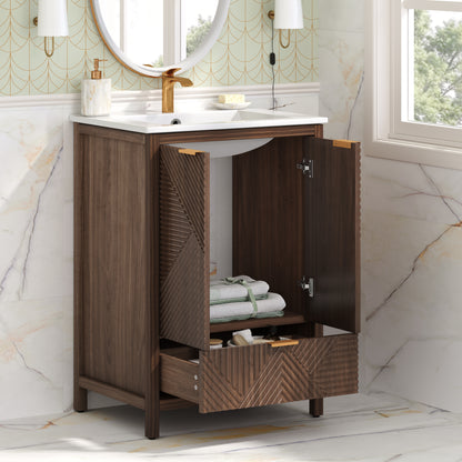 24 Inches Bathroom Vanity with Sink Combo, Modern Bathroom Vanity with Single Faucet Hole